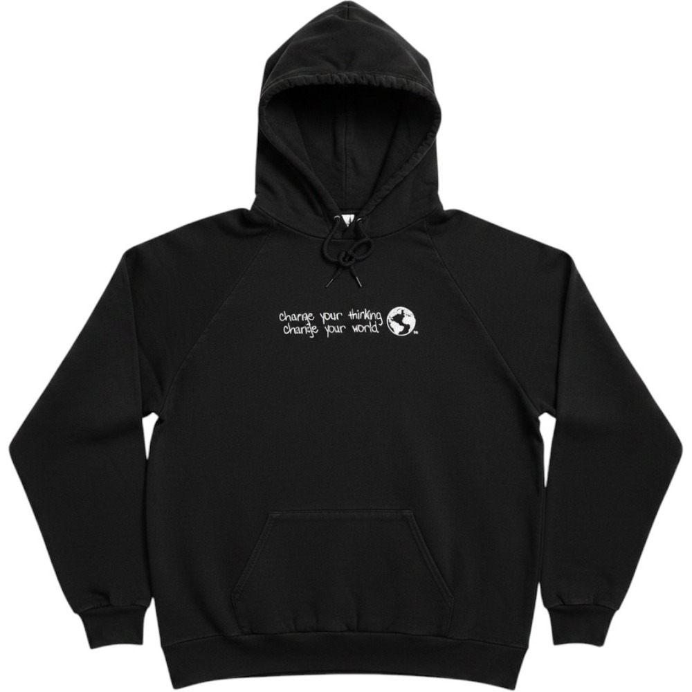 American Apparel Change Your Thinking World Hoodie Black Cotton Sweatshirt